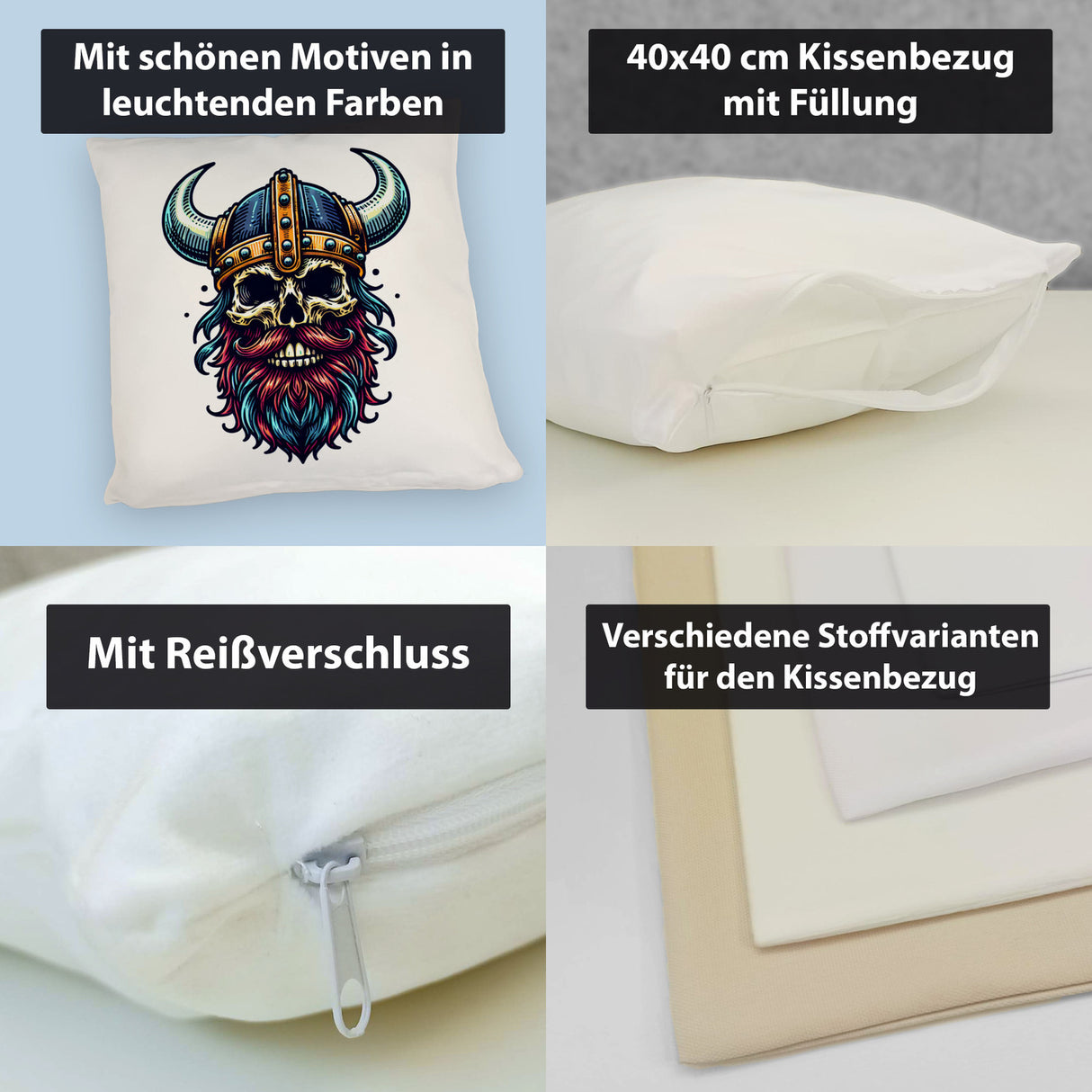 Totenkopf Wikinger Kissen
