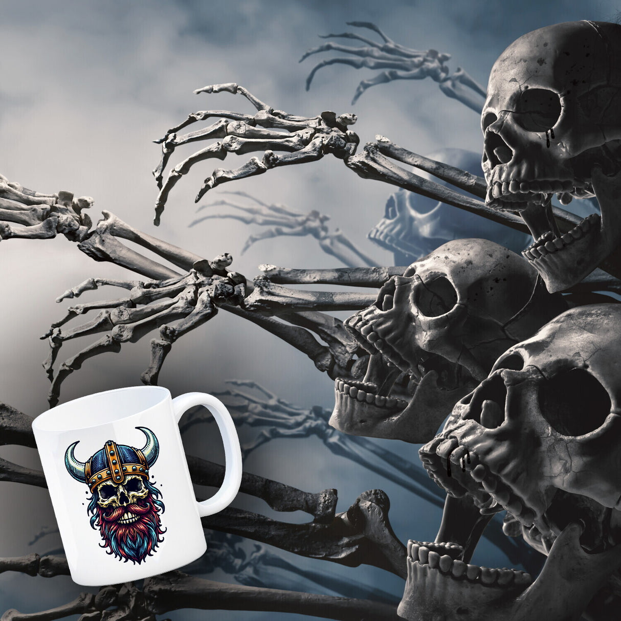 Totenkopf Wikinger Kaffeebecher