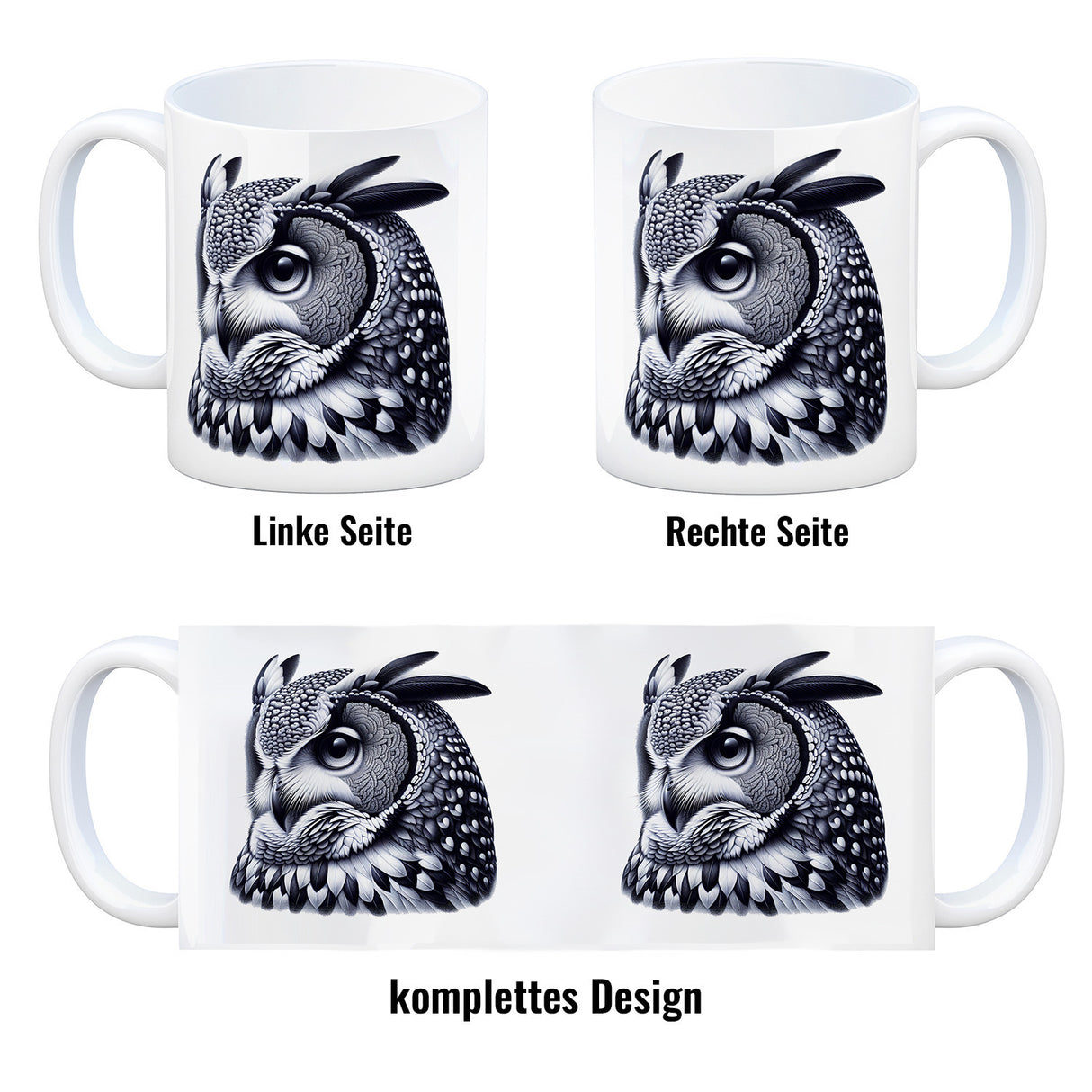 Schwarze Eule Kaffeebecher