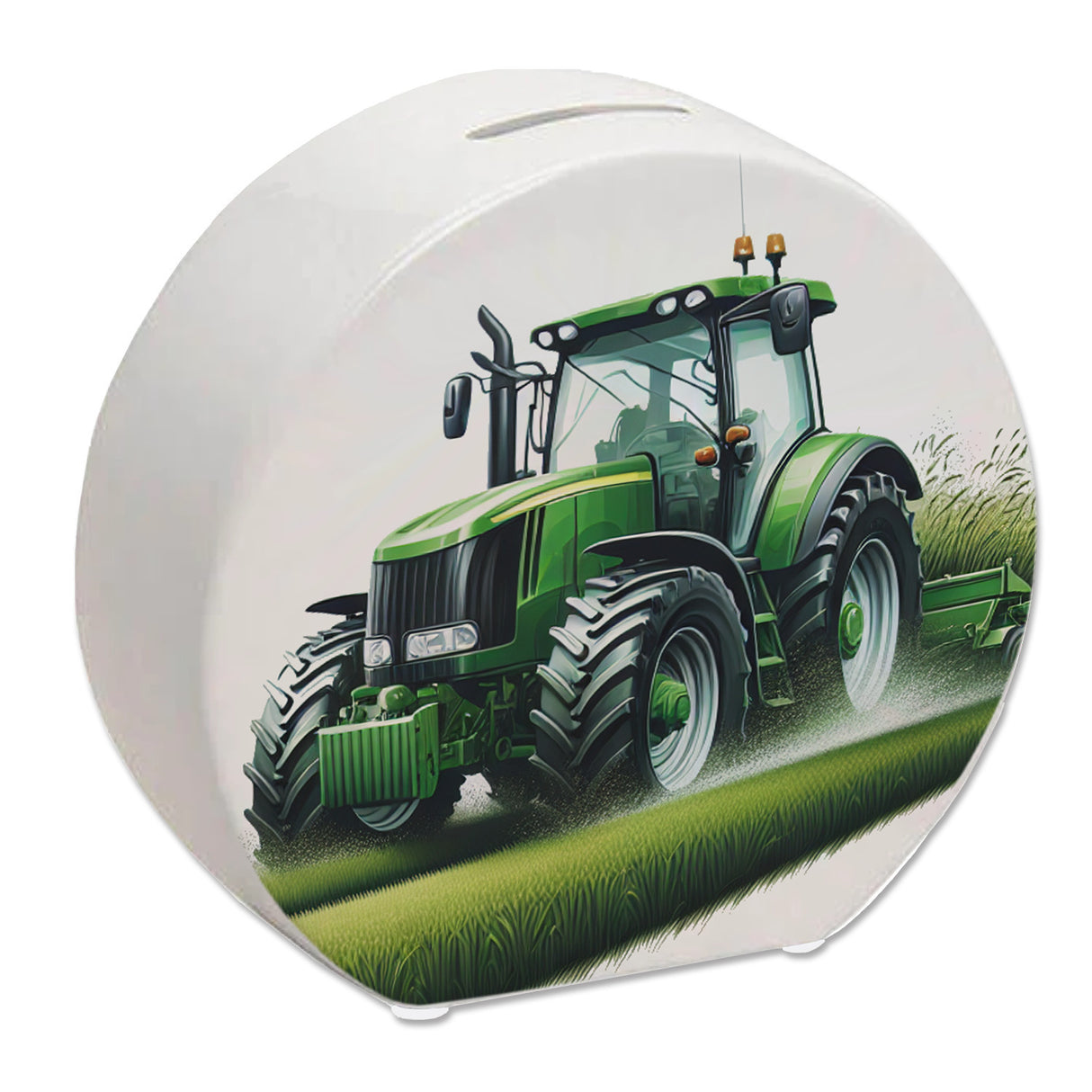 Traktor bei der Feldarbeit Spardose