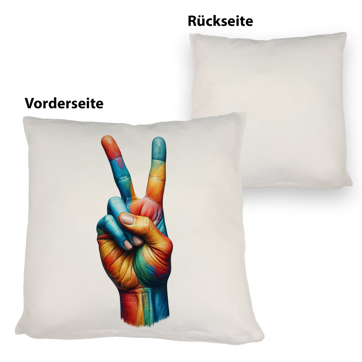 Peacezeichen in Regenbogenfarben Kissen
