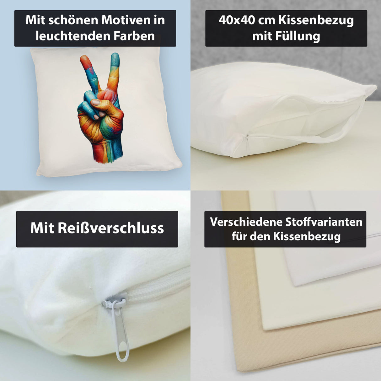 Peacezeichen in Regenbogenfarben Kissen