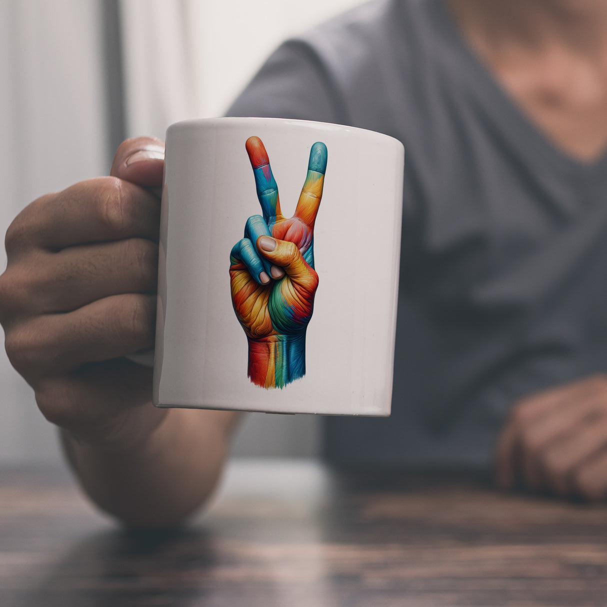 Peacezeichen in regenbogenfarben Kaffeebecher