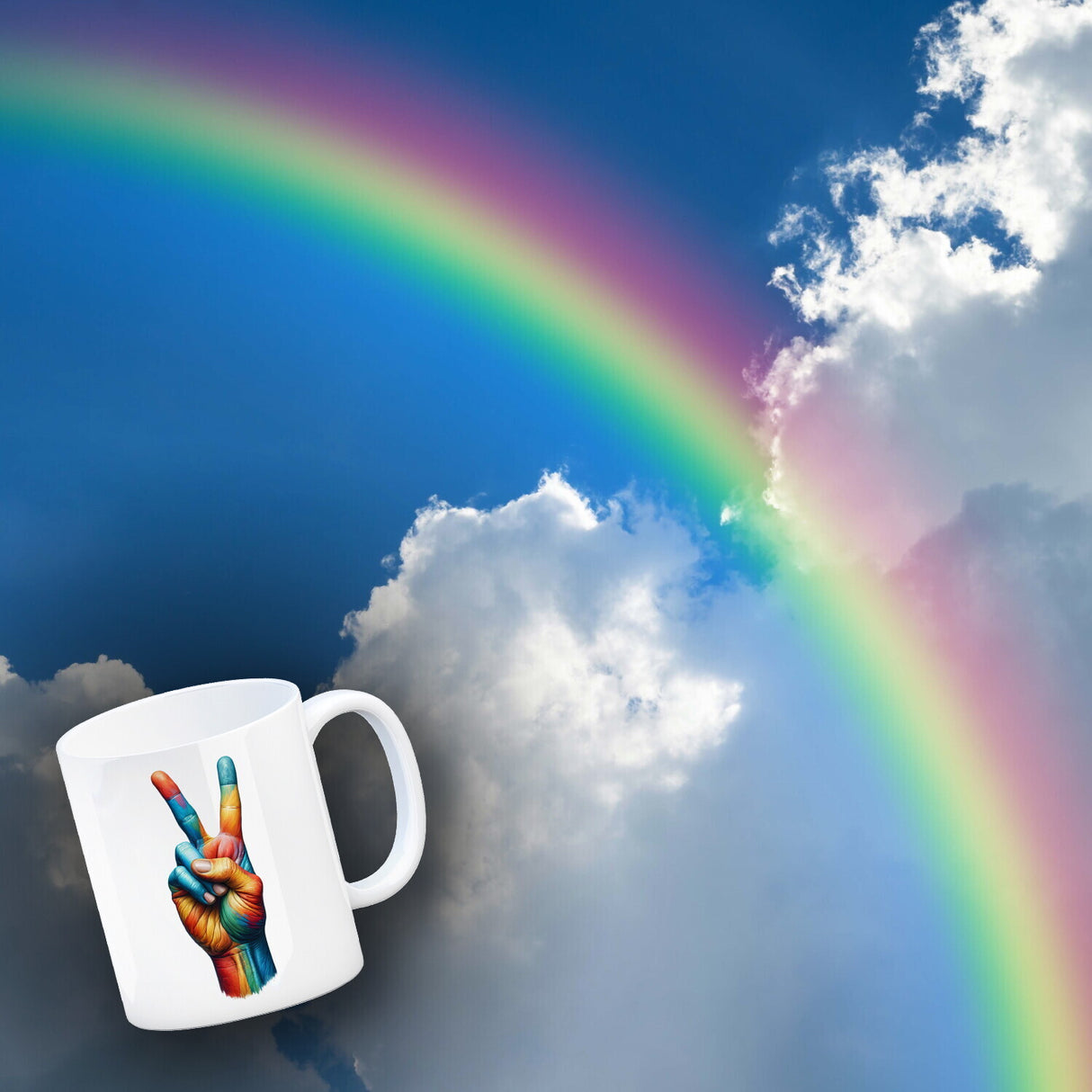 Peacezeichen in regenbogenfarben Kaffeebecher