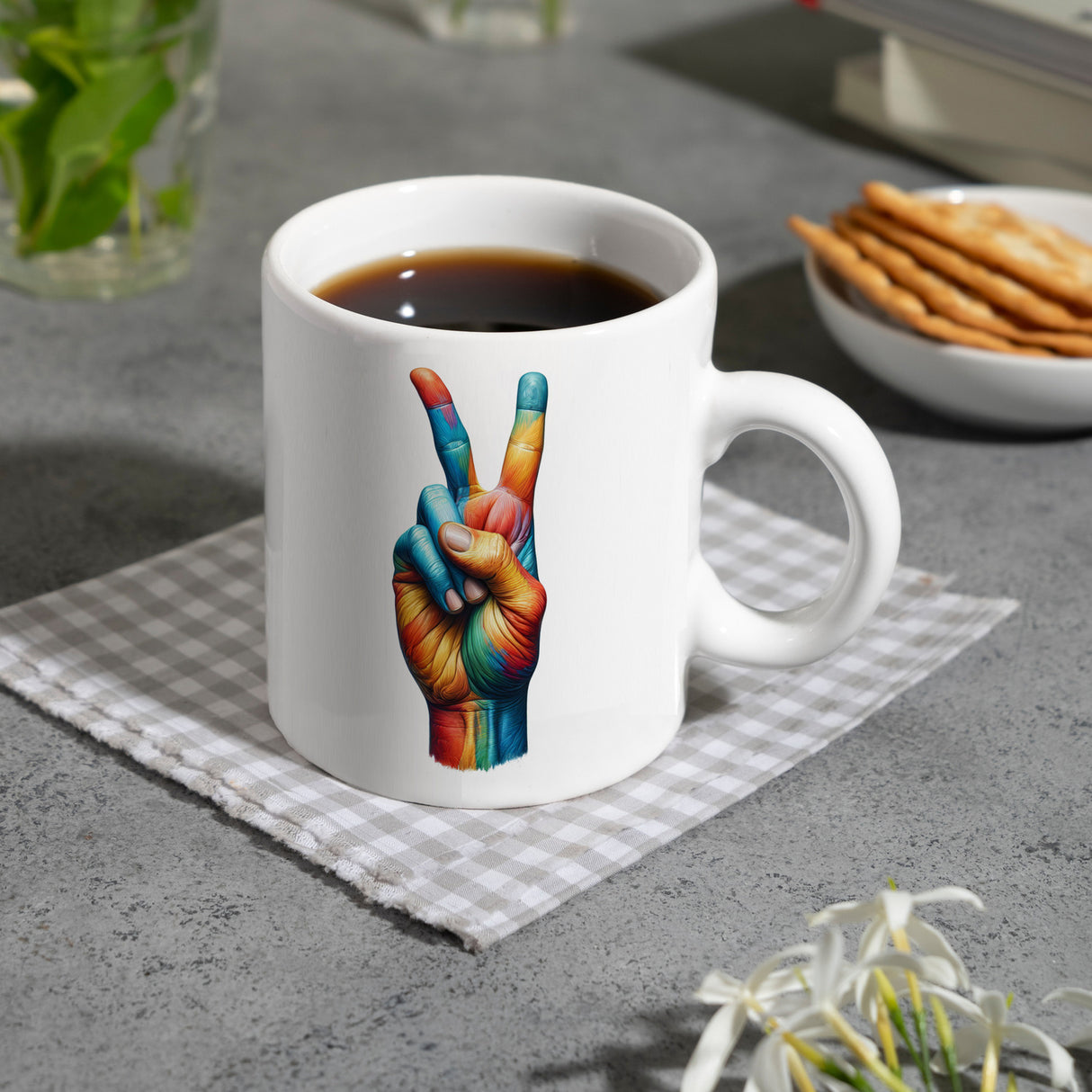 Peacezeichen in regenbogenfarben Kaffeebecher