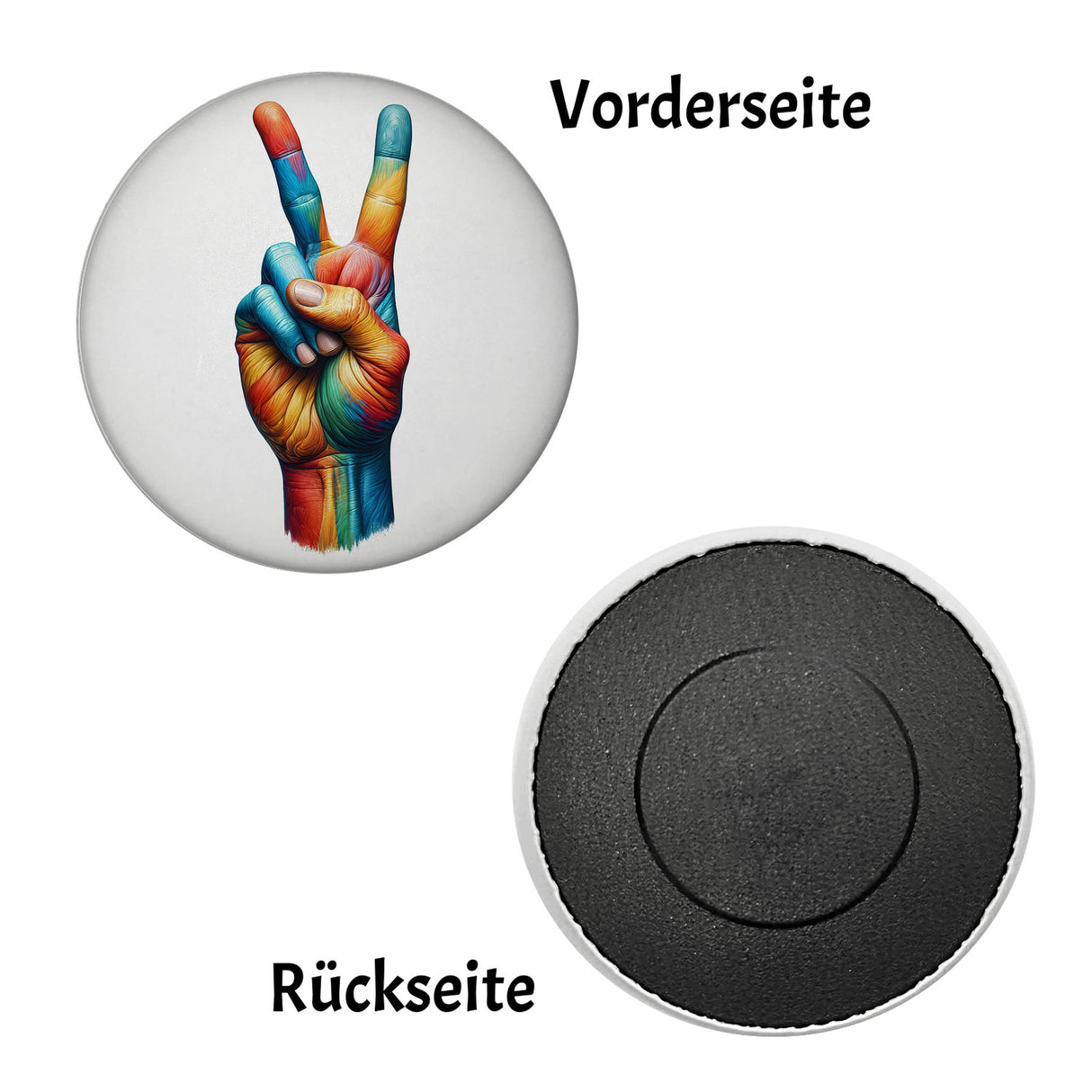 Peacezeichen in regenbogenfarben Magnet rund rund