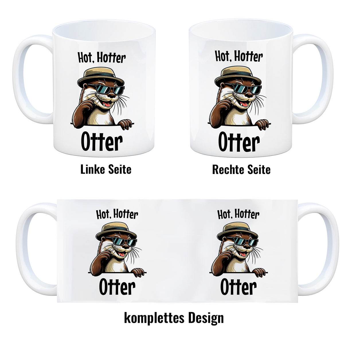 Cooler Otter Kaffeebecher mit Spruch Hot Hotter Otter