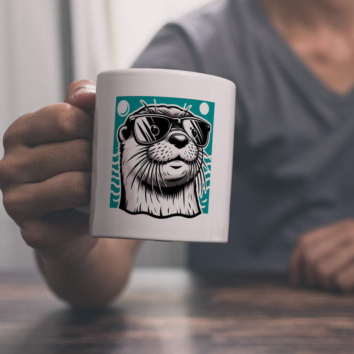 Lustiger Otter mit Sonnenbrille Kaffeebecher