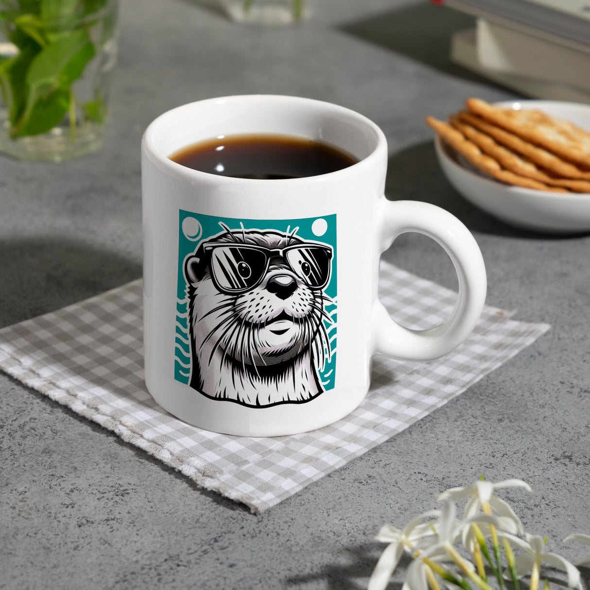 Lustiger Otter mit Sonnenbrille Kaffeebecher