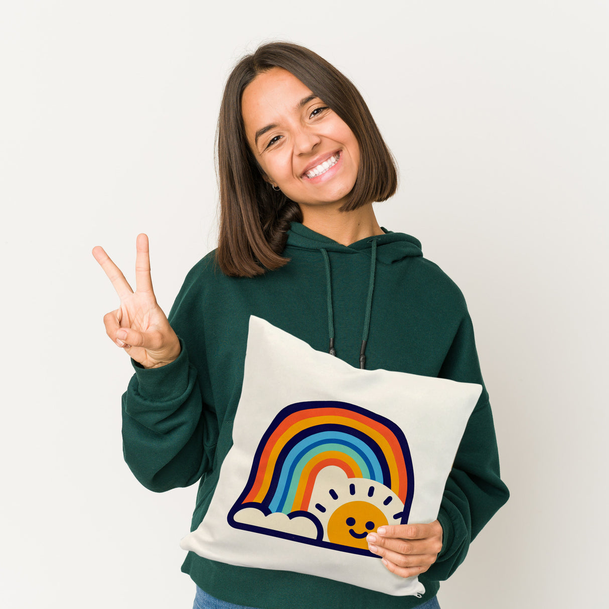 Regenbogen mit Sonne Kissen
