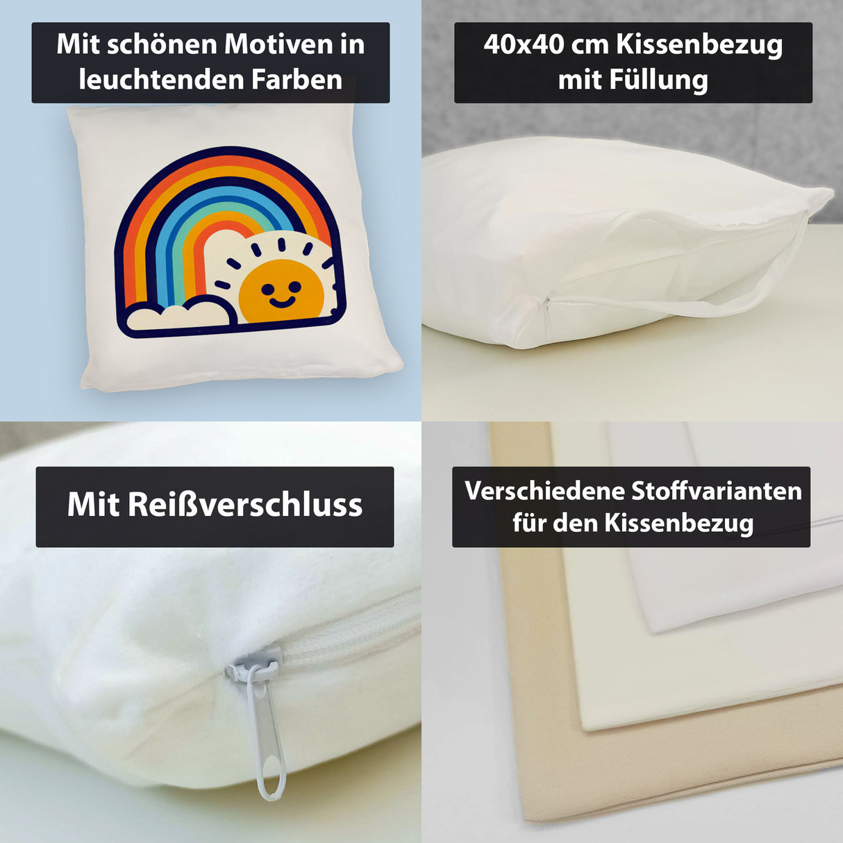 Regenbogen mit Sonne Kissen