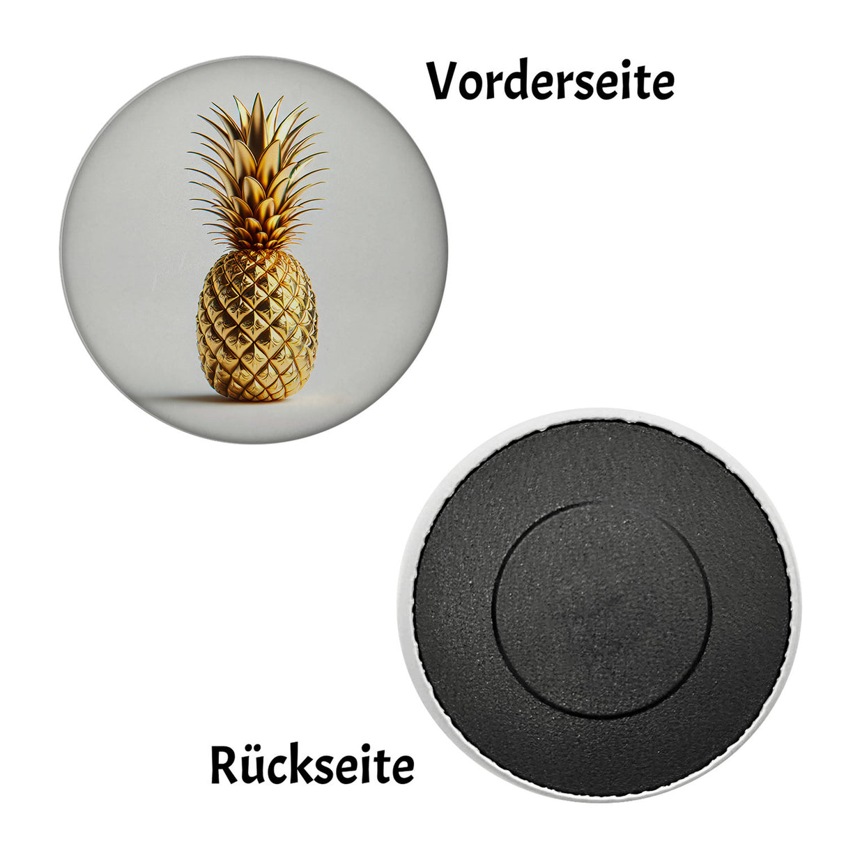 Goldene Ananas auf weißem Hintergrund Magnet rund rund