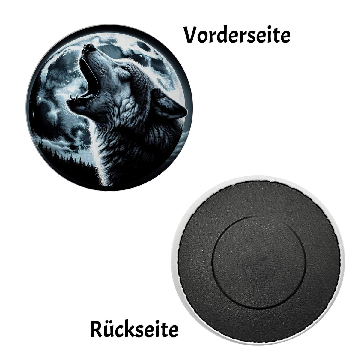 Wolf im Mondschein Magnet rund