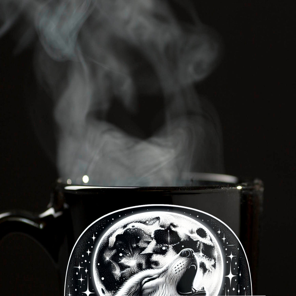 Heulender Wolf Tasse in Schwarz