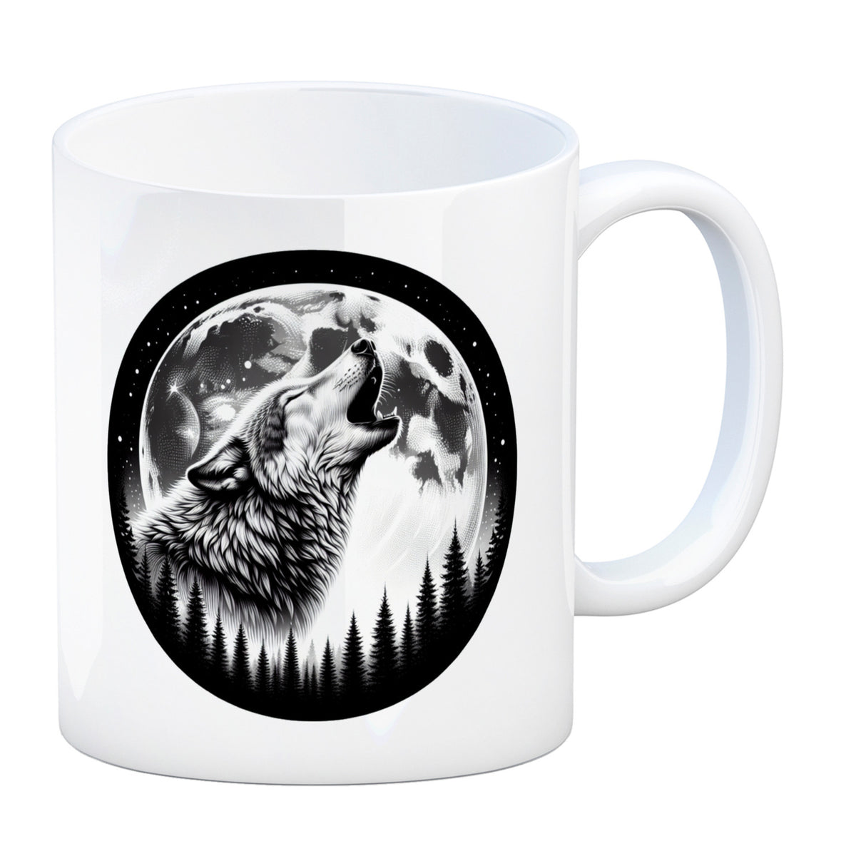 Heulender Wolf im Mondschein Kaffeebecher