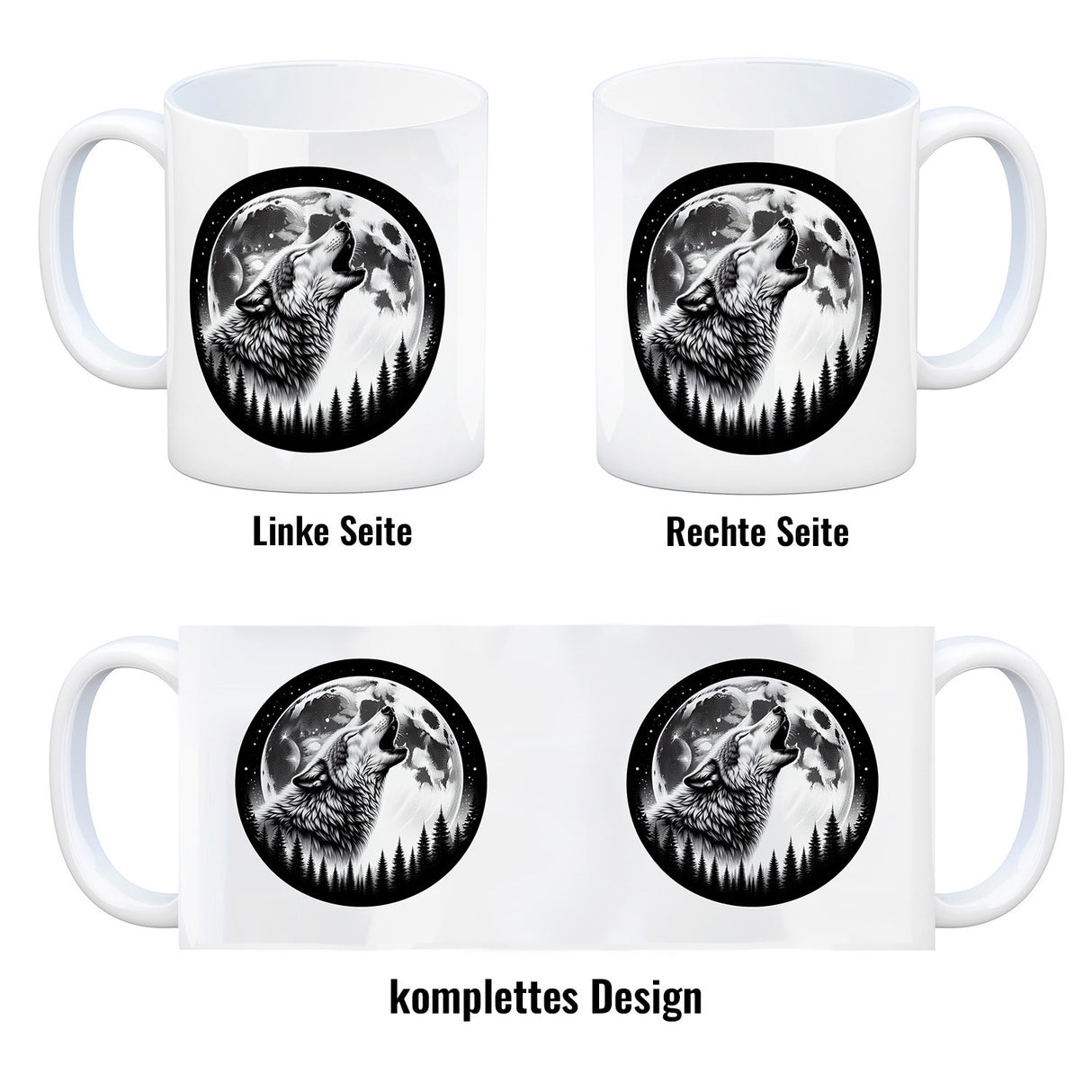 Heulender Wolf im Mondschein Kaffeebecher