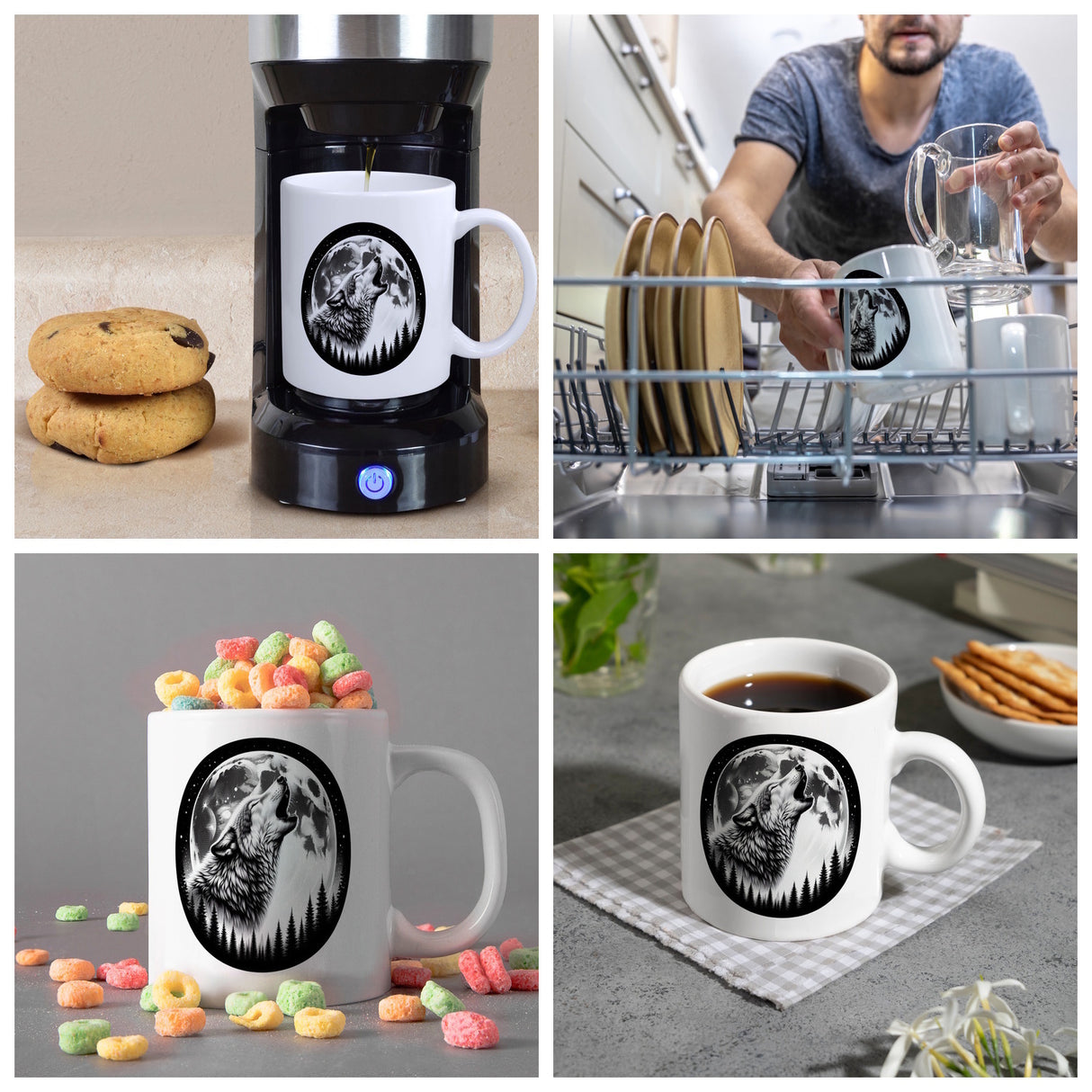 Heulender Wolf im Mondschein Kaffeebecher