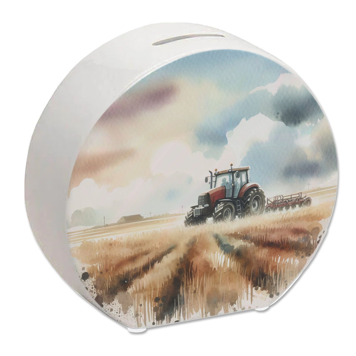 Traktor auf dem Feld Spardose
