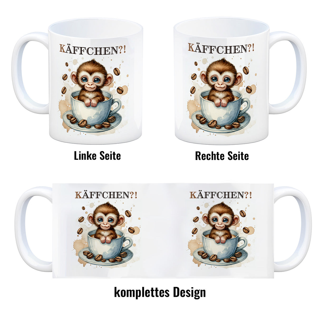 Käffchen Süßer Affe in einer Kaffeetasse Kaffeebecher