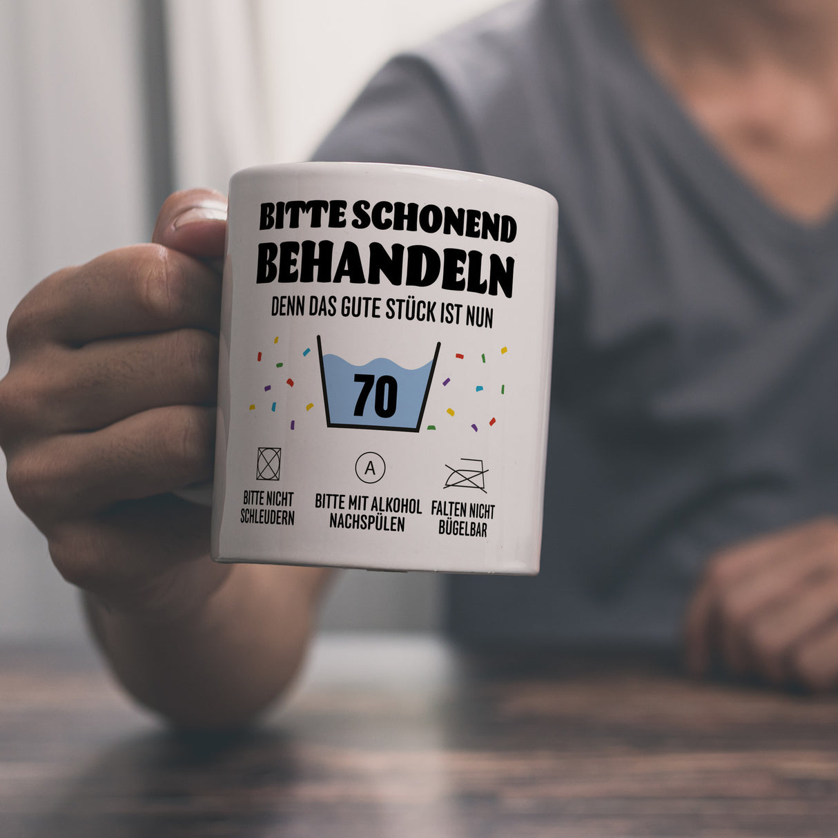 Bitte schonend behandeln - 70. Geburtstag Kaffeebecher