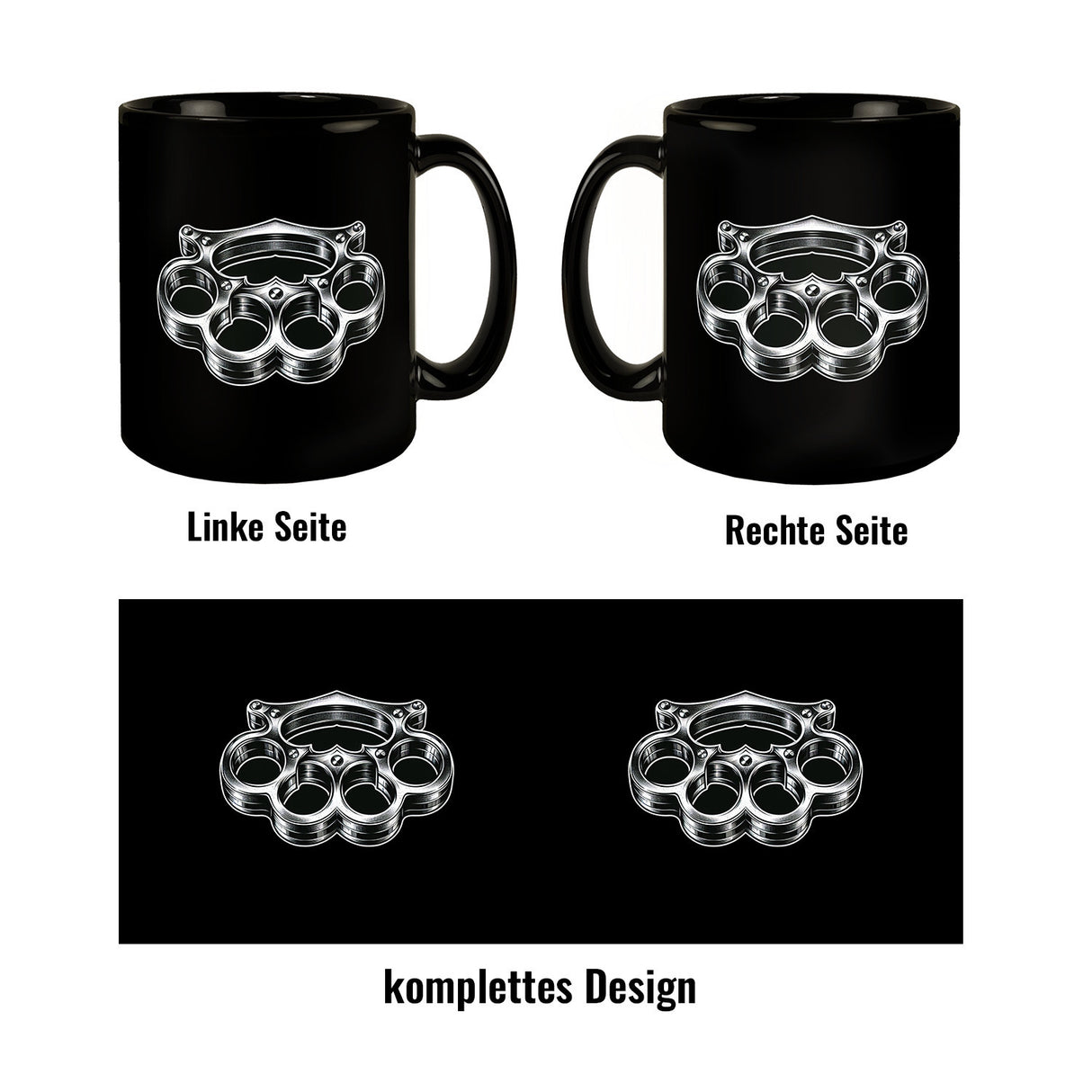 Schlagring Tasse in Schwarz