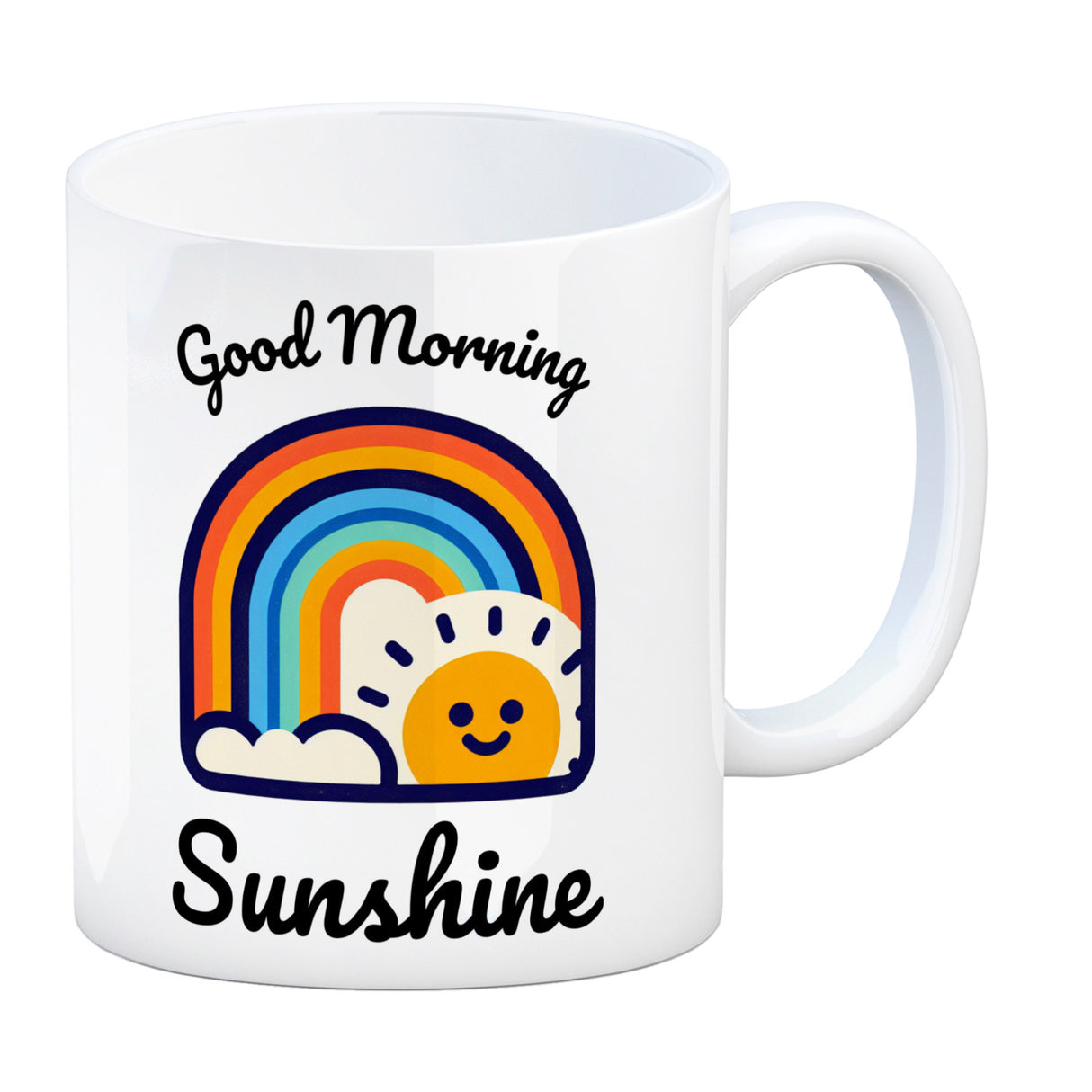 Regenbogen und Sonne Kaffeebecher mit Spruch Good Morning Sunshine