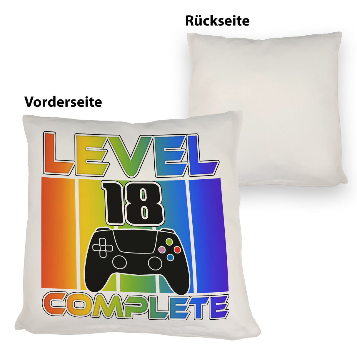 18. Geburtstag Gamer Kissen mit Spruch Level 18 complete