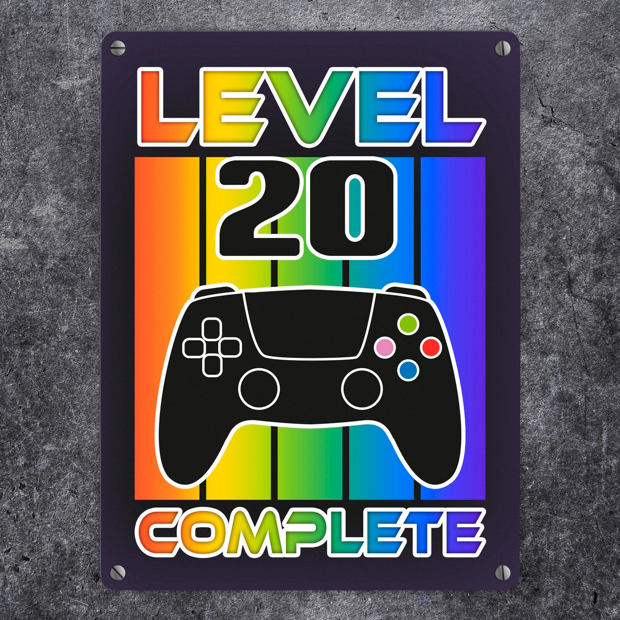 20. Geburtstag Gamer Metallschild in 15x20 cm mit Spruch Level 20 complete