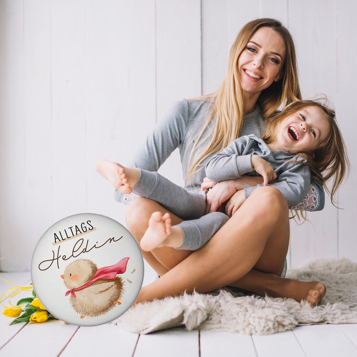 Küken Magnet rund mit Spruch Alltagsheldin