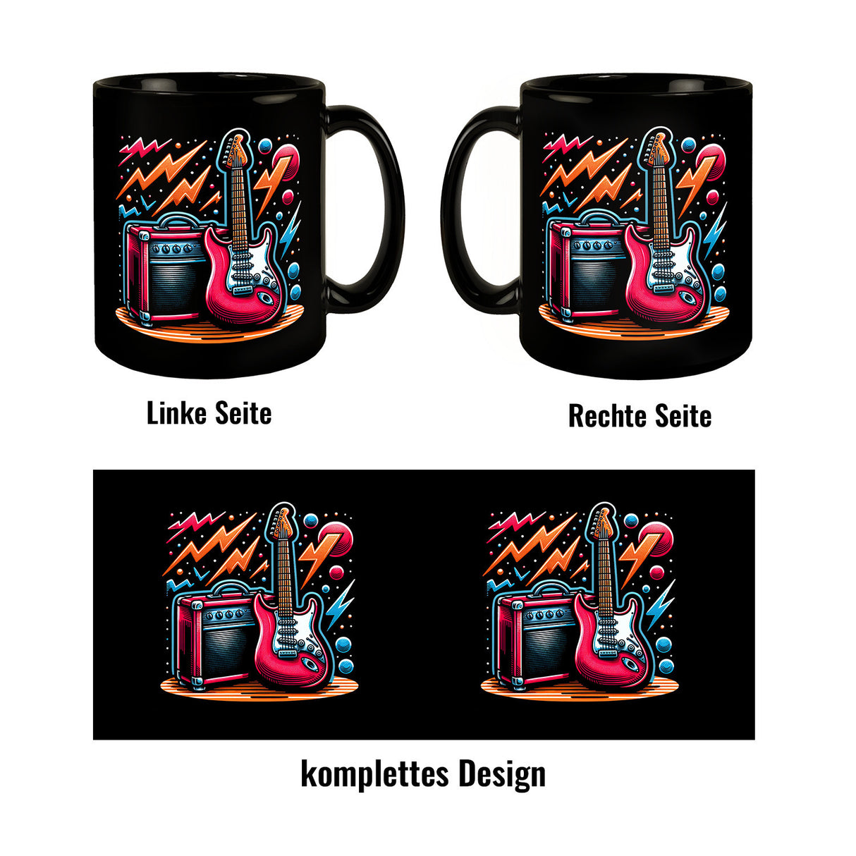 E-Gitarre Tasse in Schwarz
