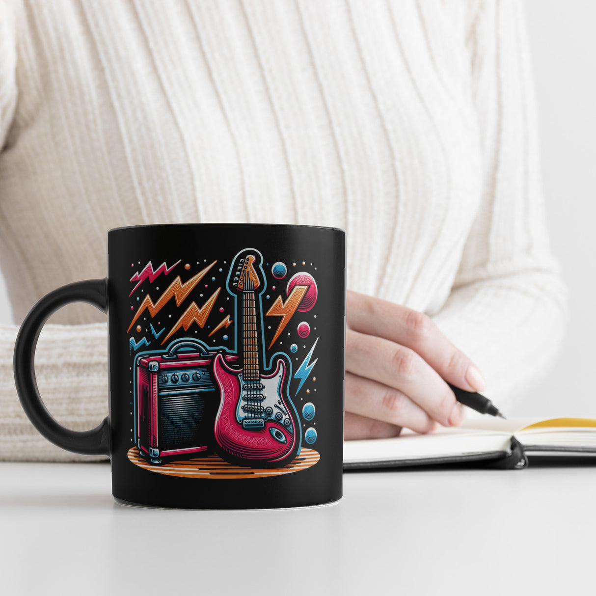 E-Gitarre Tasse in Schwarz