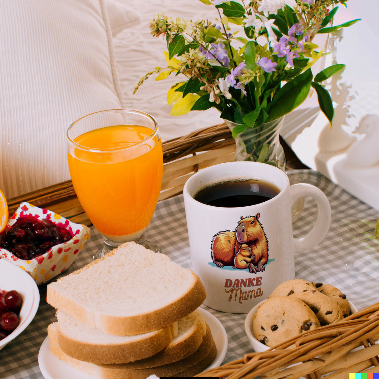 Capybara Mama und Kind Kaffeebecher mit Spruch Danke Mama