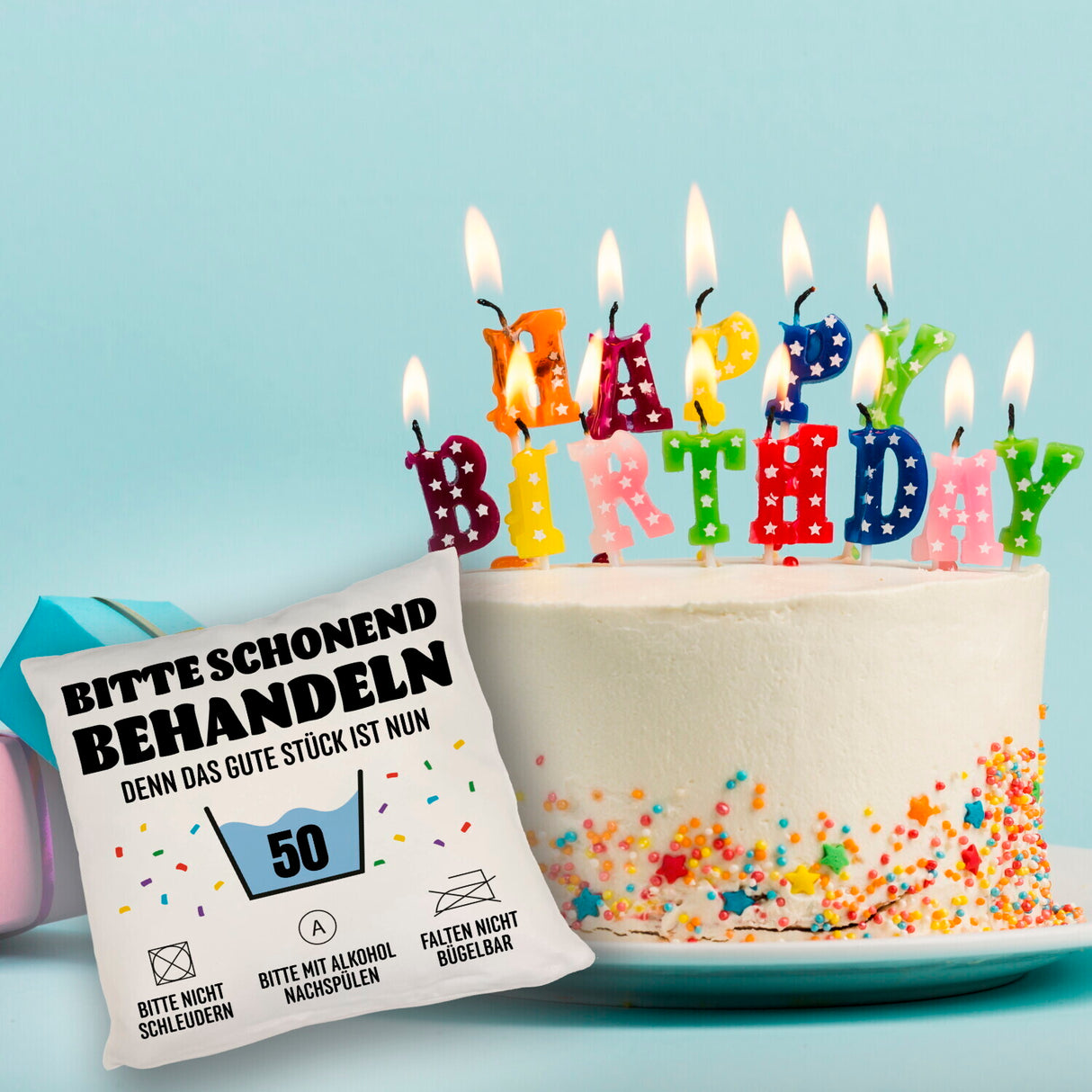 Bitte schonend behandeln - 50. Geburtstag Kissen