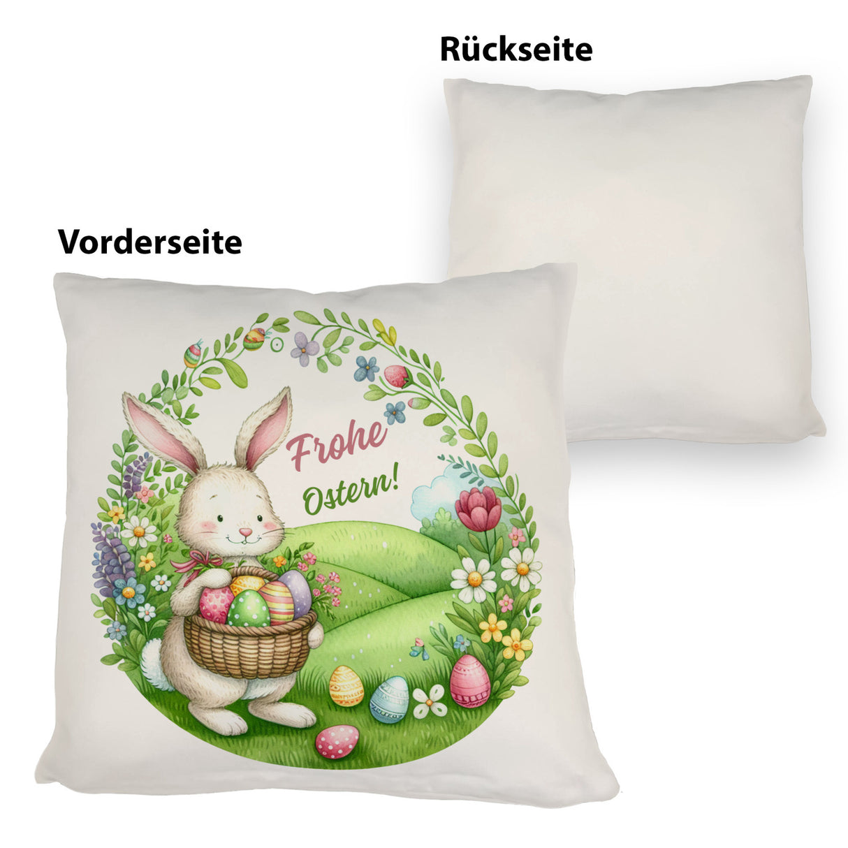 Osterhase Kissen mit Spruch Frohe Ostern