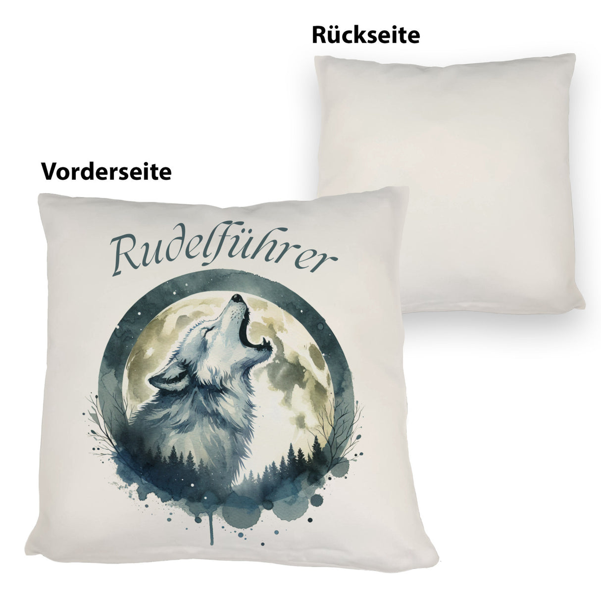 Wolf im Mondschein Rudelführer Kissen