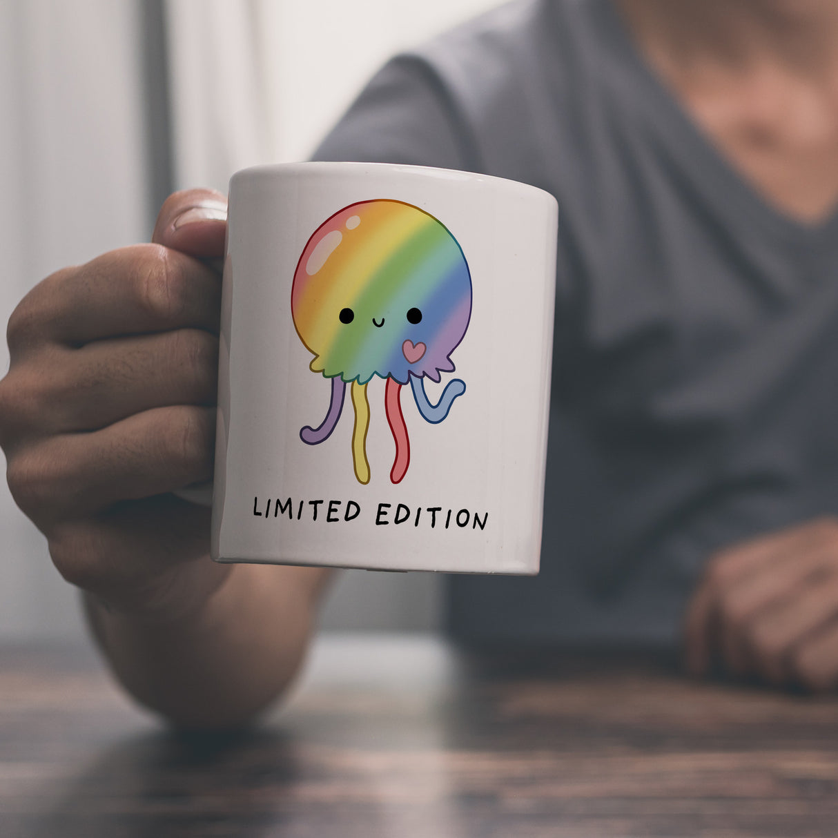 Jelly & Friends Regenbogen-Qualle Kaffeebecher mit Spruch Limited Edition