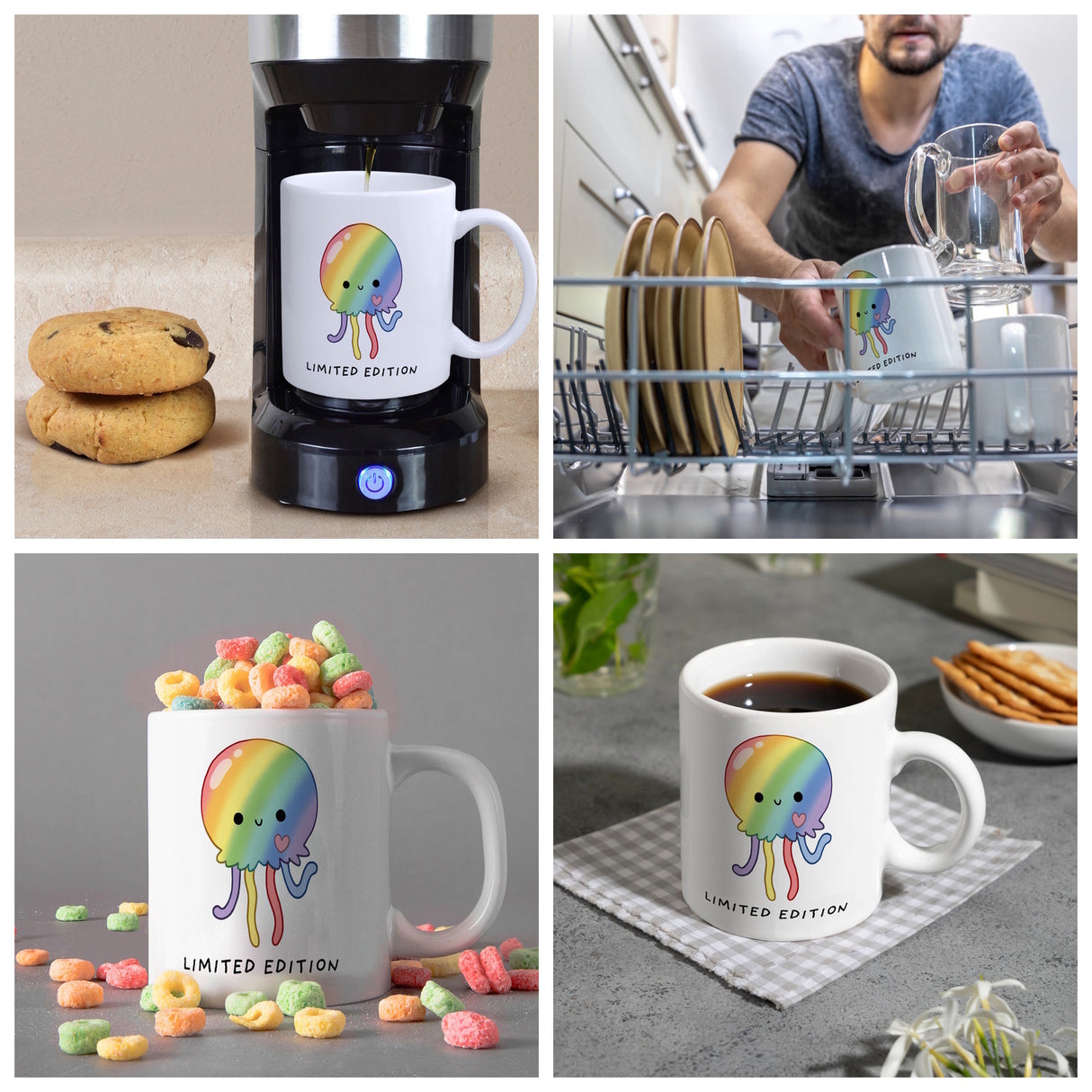 Jelly & Friends Regenbogen-Qualle Kaffeebecher mit Spruch Limited Edition