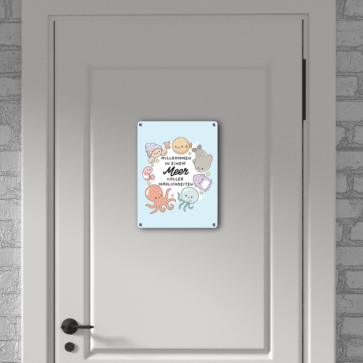 Jelly & Friends Metallschild in 15x20 cm mit Spruch Willkommen im Meer der Möglichkeiten