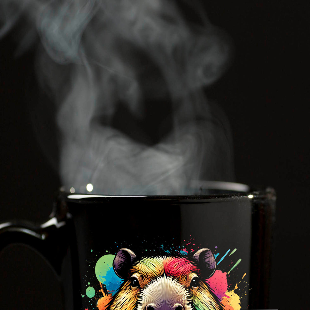 Capybara Aquarell Tasse in Schwarz