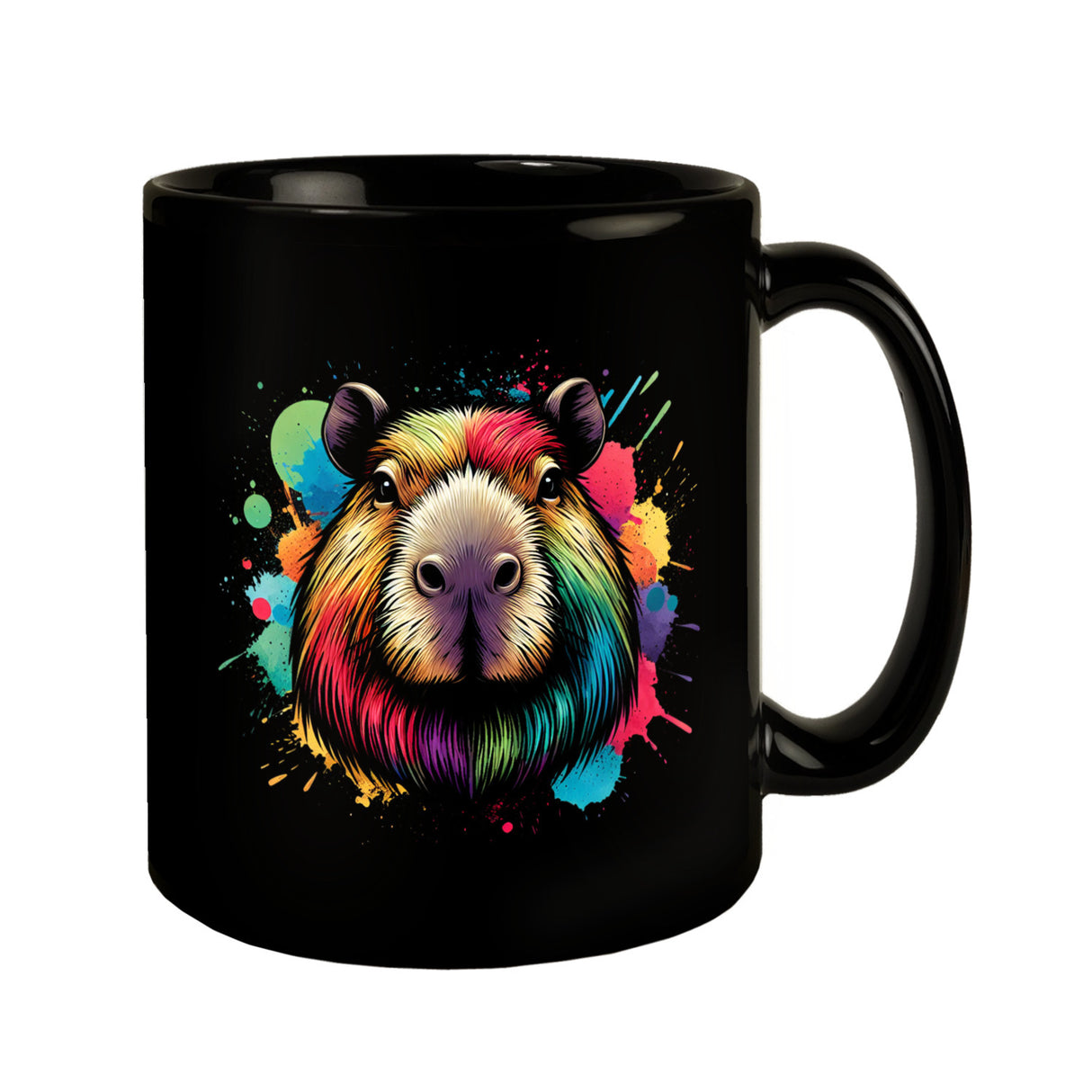 Capybara Aquarell Tasse in Schwarz