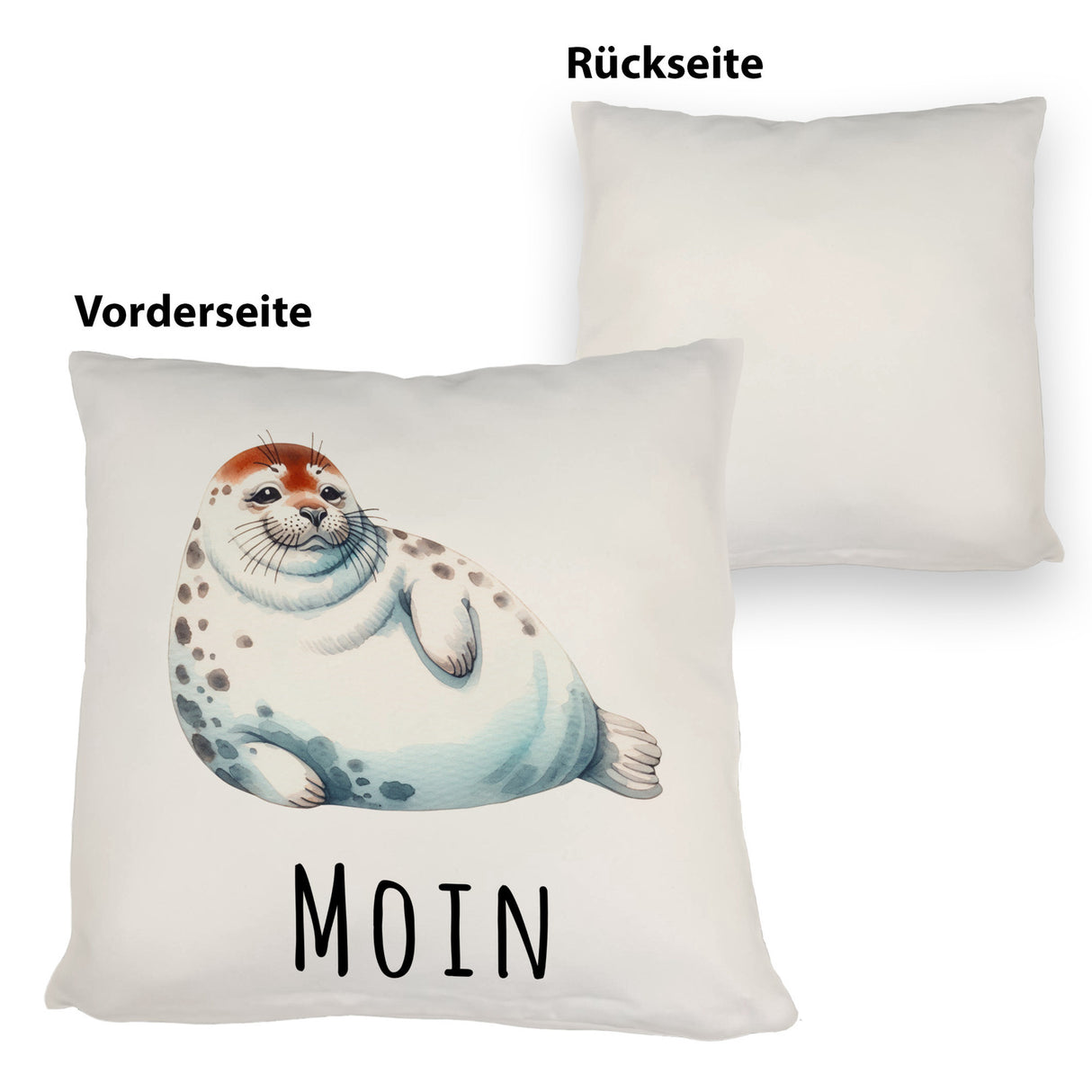 Dicke Robbe Kissen mit Spruch Moin