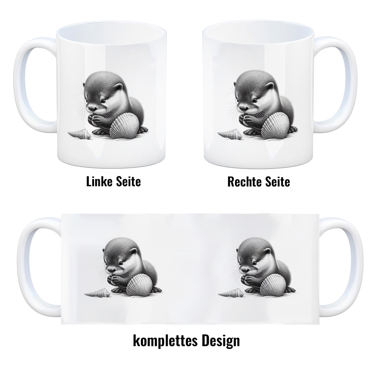 Baby Otter mit Muschel Kaffeebecher