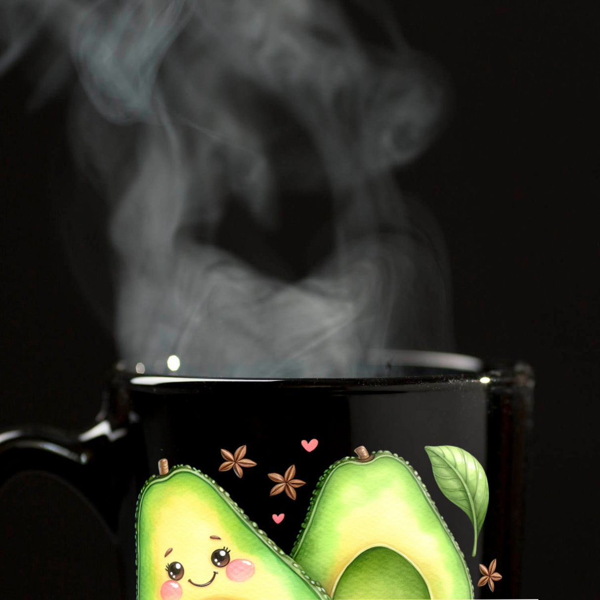 Niedliche Avocado Tasse in Schwarz
