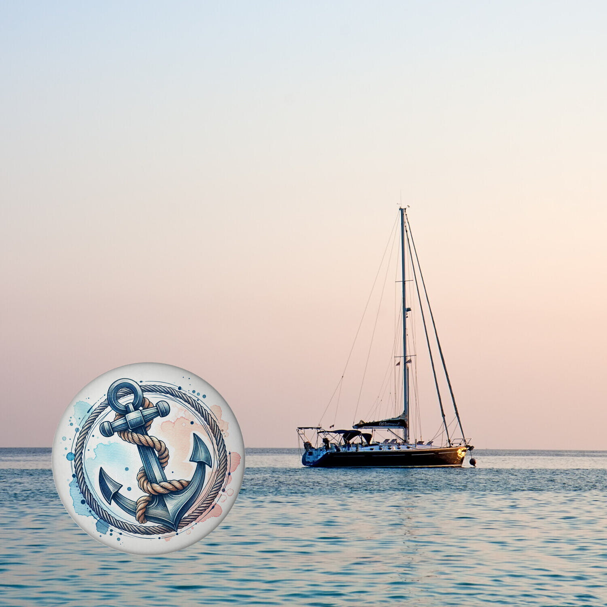 Anker mit Seil Magnet rund