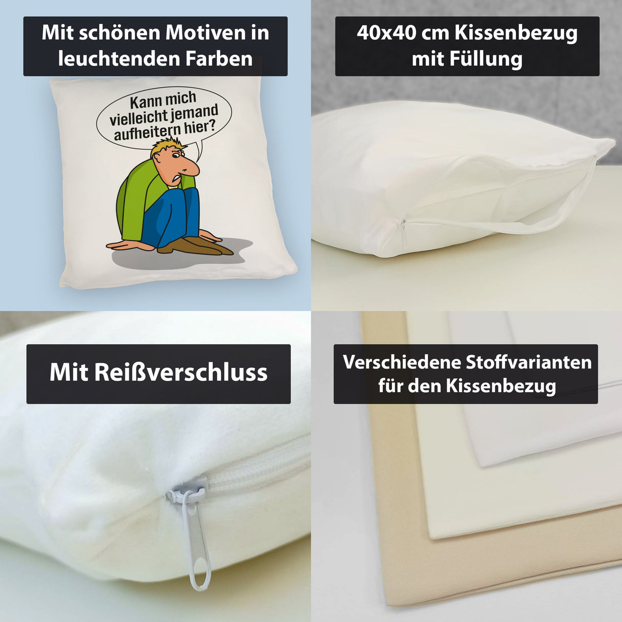 Frust Kissen mit Spruch Suche jemanden der mich aufheitert