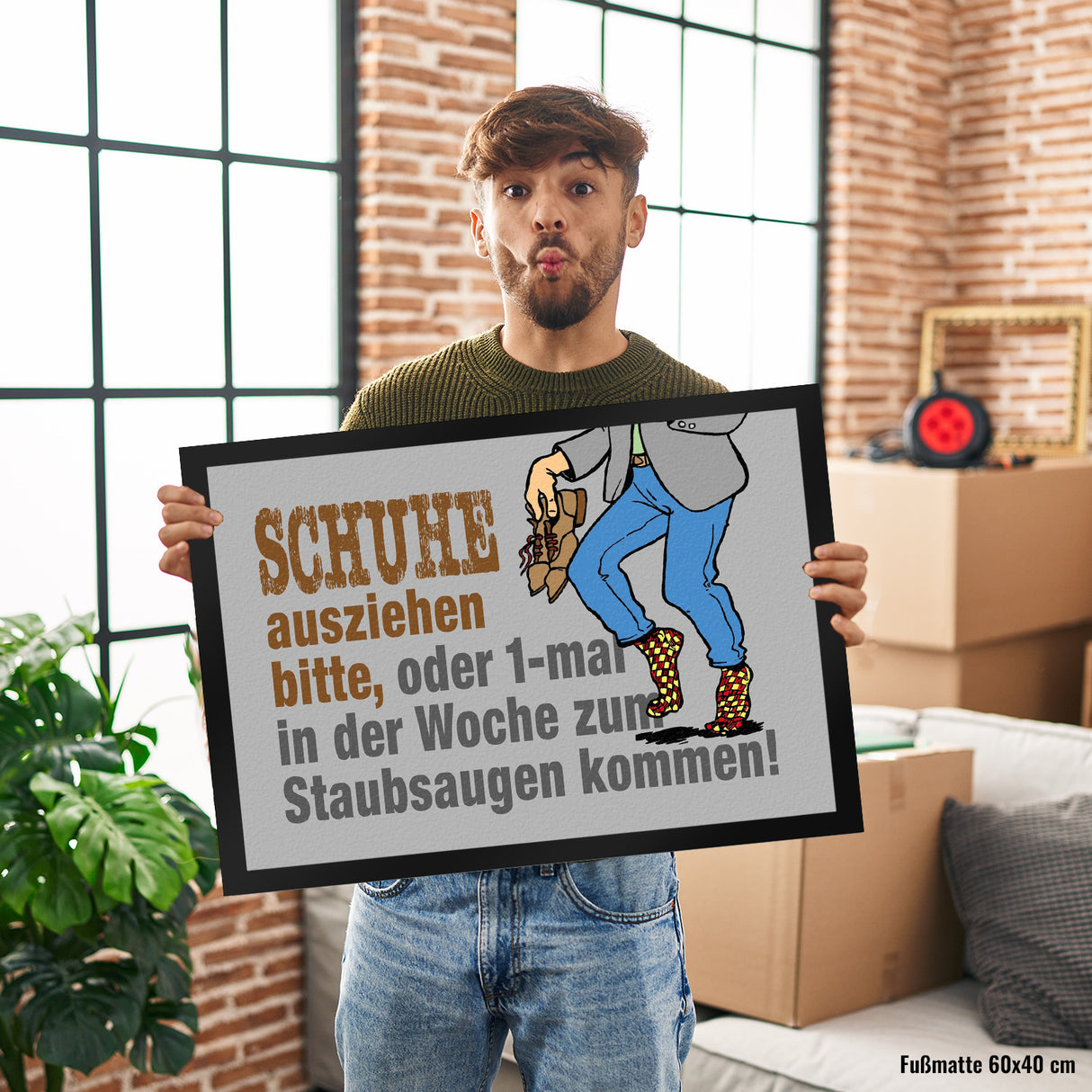 Schuhe aus oder Staubsaugen Fußmatte in 35x50 cm
