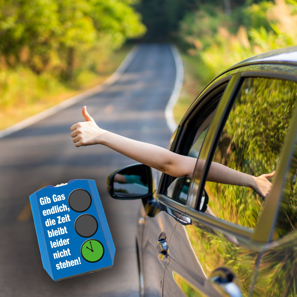 Ampel Parkscheibe mit Spruch Gib Gas Zeit steht nicht
