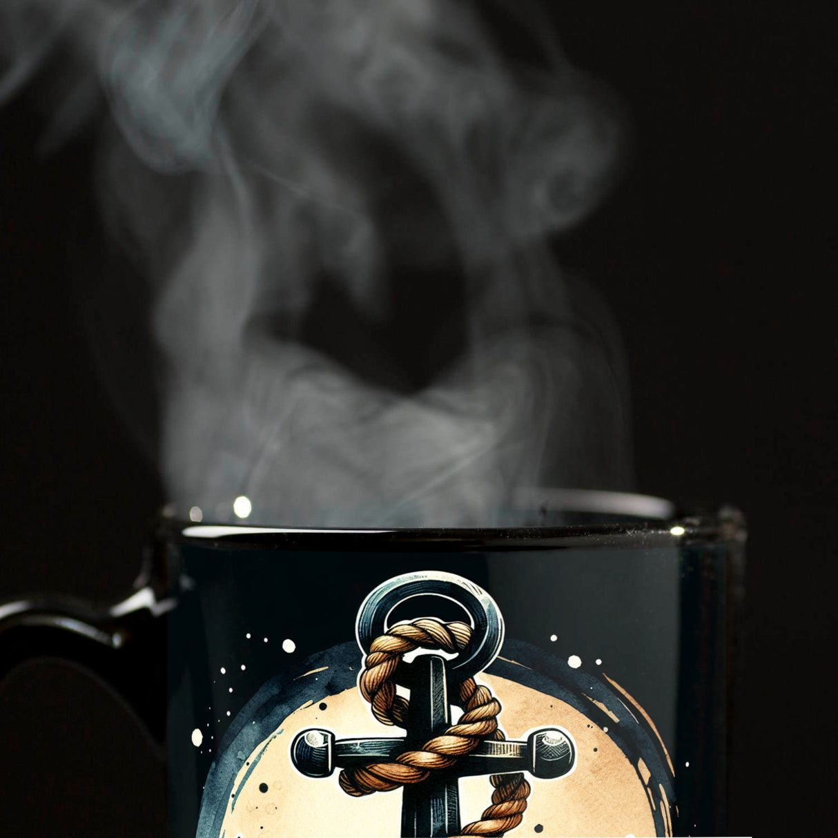 Anker mit Seil Tasse in Schwarz