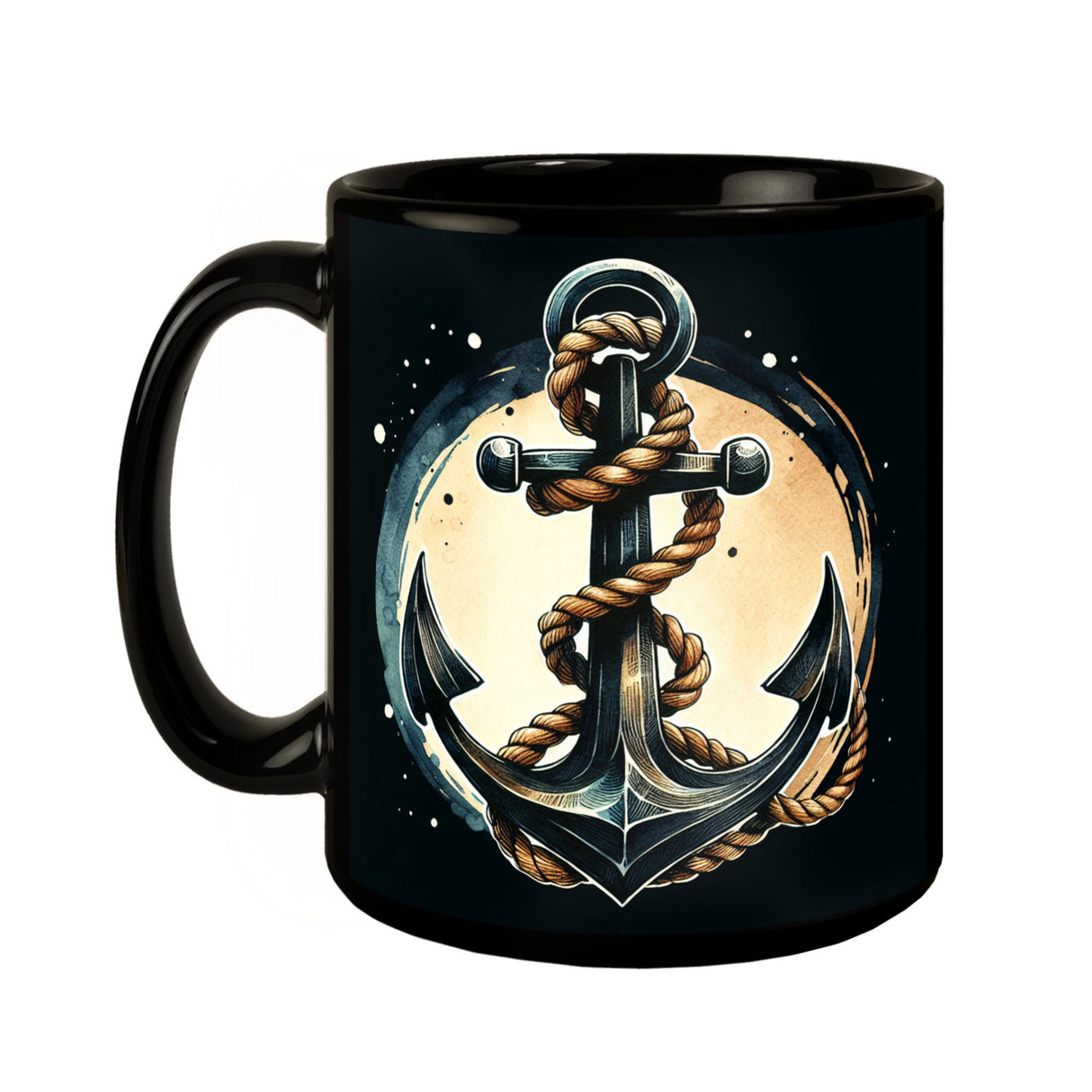 Anker mit Seil Tasse in Schwarz