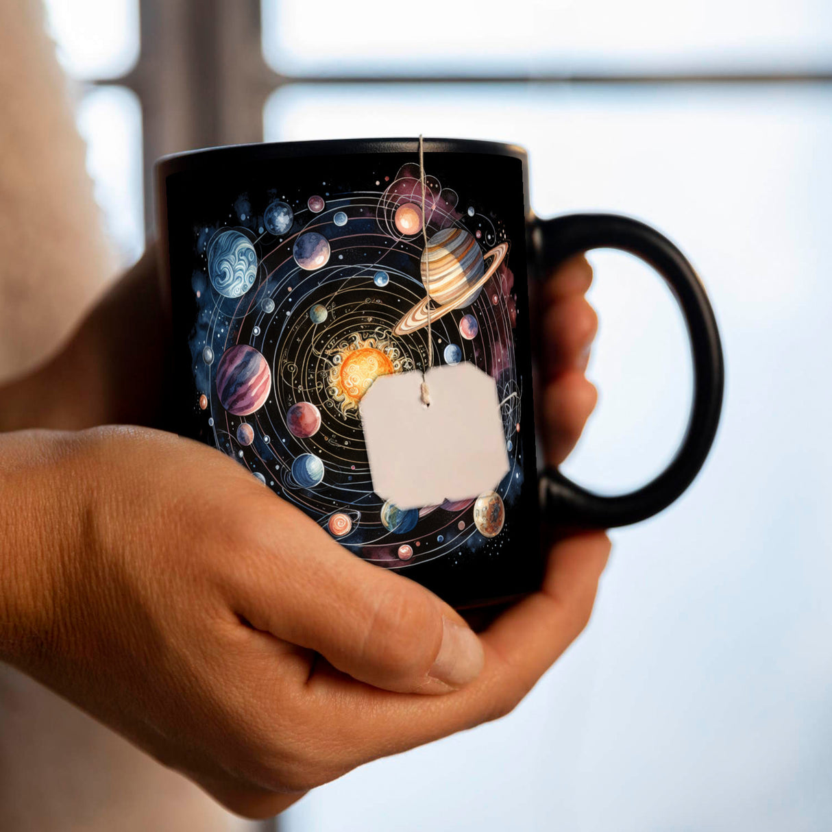Sonnensystem Tasse in Schwarz